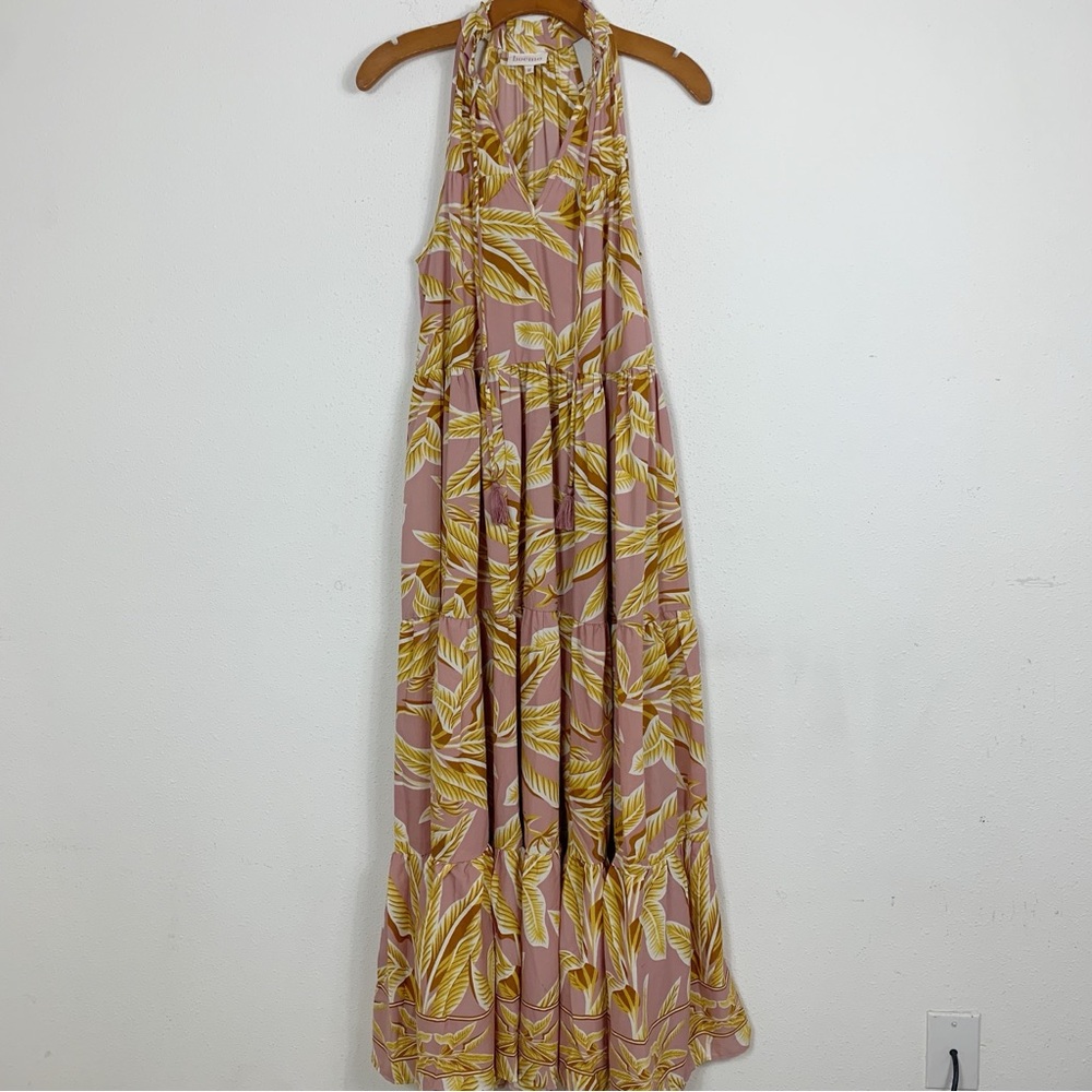 Anthropologie Boemo Pink and Yellow Maxi Dress